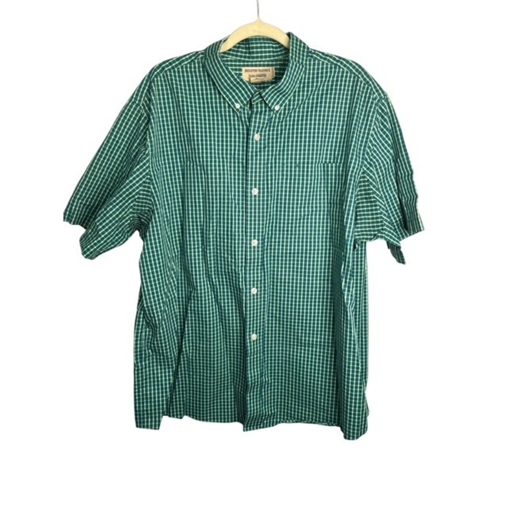 Duluth Shirt Men's XL Relaxed Fit Wrinkle Fighter Plaid Button Down Green White